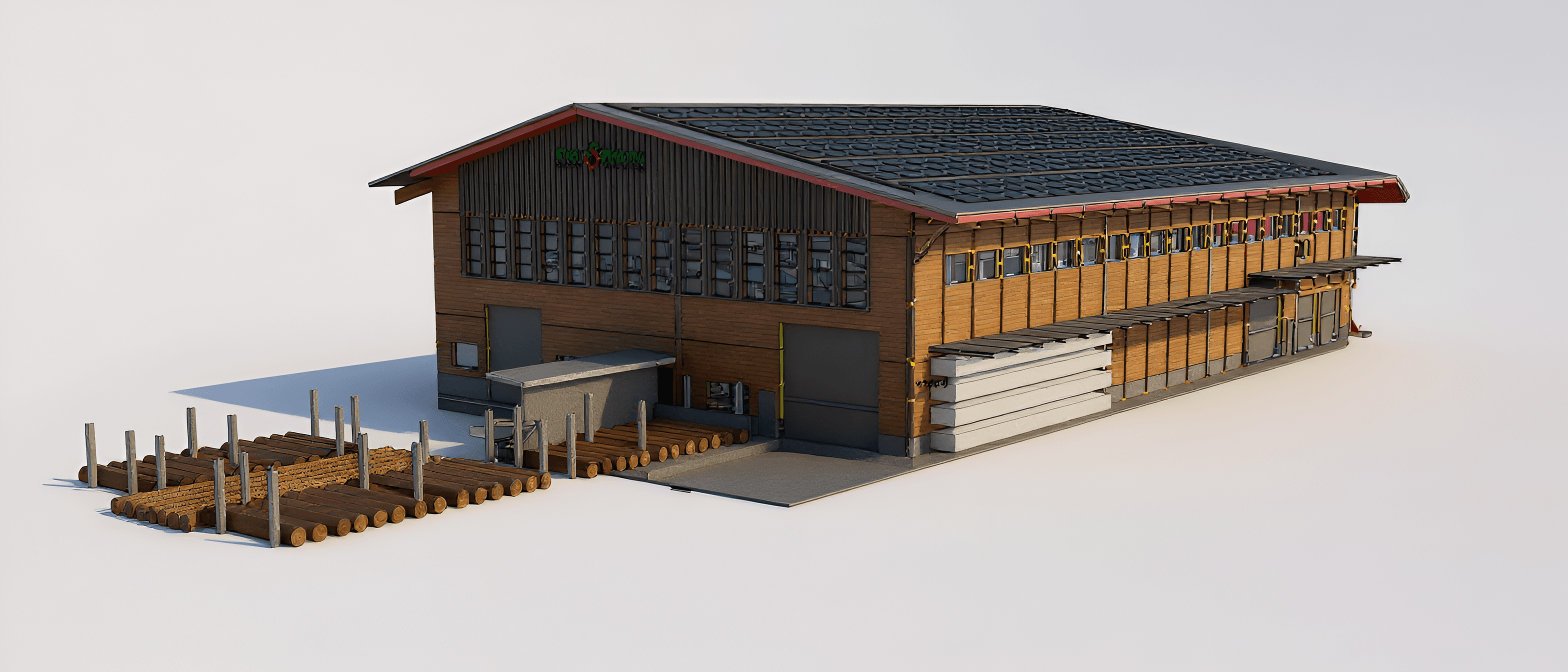 Visualisierung der neuen Werkhalle der Suter Holzbau AG